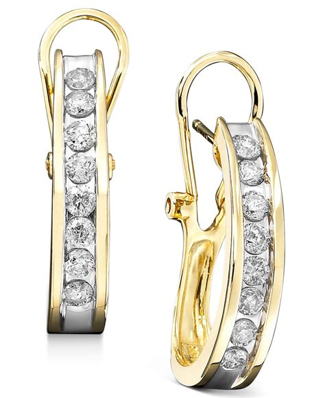 Macy S Us Diamond Hoop Earrings In K Yellow Or White Gold Ct T W