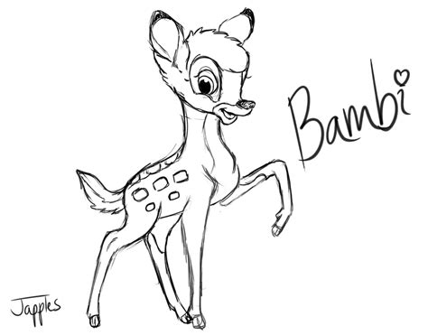 Bambi Drawing Sketch Coloring Page Disney Drawings Sketches Cute