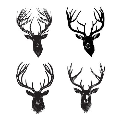 Stag Antler Hunting Silhouette Vector Set 26135848 Vector Art At Vecteezy