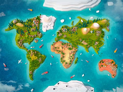 Cartoon Low Poly World Map By Anton Moek On Dribbble