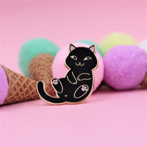 Playful Cat Enamel Pin Cute And Funny Cat Lapel Pin Set In Etsy