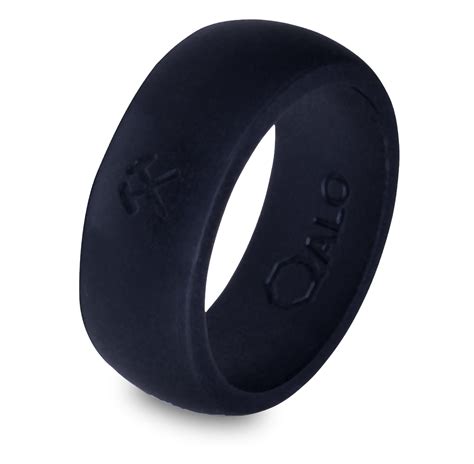 Qalo Mens Silicone Wedding Ring Black Grey Navy Blue