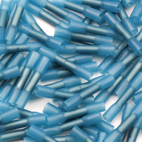 100pcs Blue Awg Heat Shrink Butt Wire Connectors Crimp Terminals 14 16