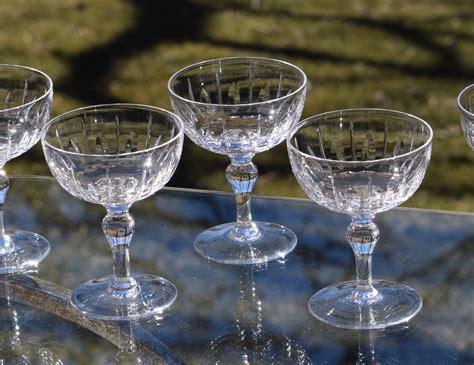Vintage Cocktail Coupes Set Of 6 Hand Cut Crystal Martini C24