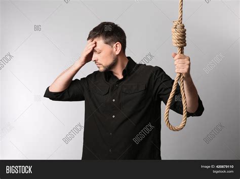 Depressed Man Rope Image And Photo Free Trial Bigstock