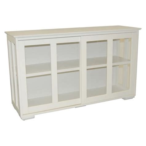 Adjustable 3/4 shelf, 1/2 cabinet grade plywood, metal shelf rests. Pacific Stackable Sliding Glass Doors Cabinet Antique White - TMS : Target