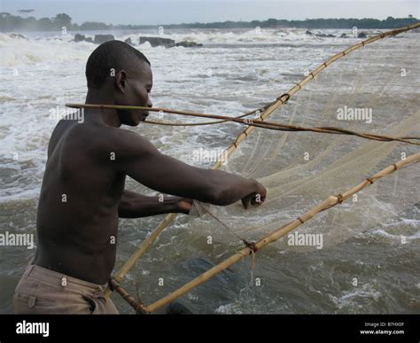Wagenia Fisherman At Stanley Falls Chutes Boyoma Democratic Republic Of