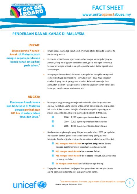 Di samping itu penganiayaan yang dilakukan boleh menyebabkan pelbagai kesan terhadap perkembangan psikologi dan fizikal kepada kanak kanak. (PDF) PENDERAAN KANAK-KANAK DI MALAYSIA FACT SHEET ...