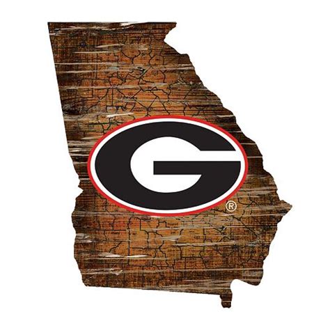 Georgia Bulldogs Distressed 24 X 24 State Wall Art