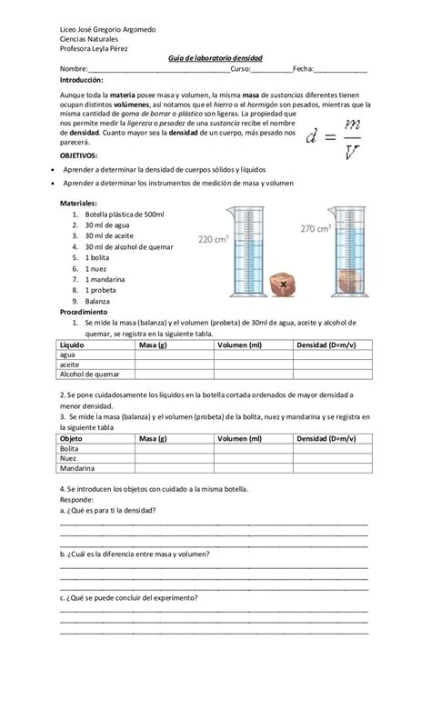 Guía De Laboratorio Densidad