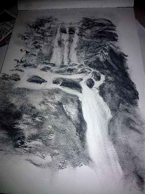 Candy Hamilton Craig Pencil Drawing Of A Waterfall