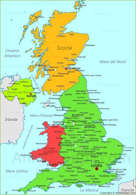 Carta Plastificata In Formato A2 Del Regno Unito Mappa Fisica GA