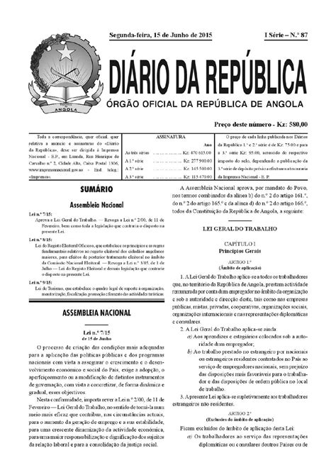 Diário Da República De Angola By Gil Bayano Muyemba Issuu