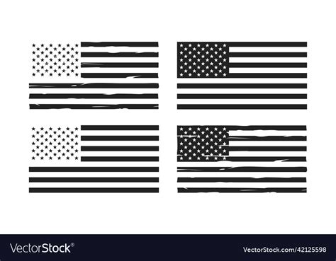 American Flag Silhouette Back And White Screen Vector Image
