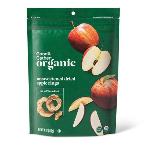 Organic Dried Unsweetened Apple Rings Snacks 4oz Good And Gather