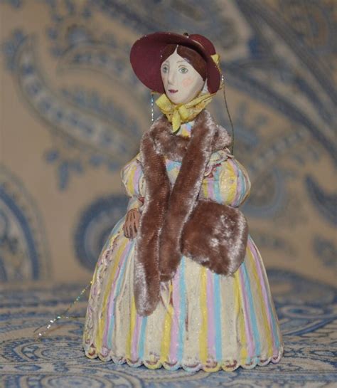 Miss Fanny Bright In Striped Dress Ooak Miniature Doll