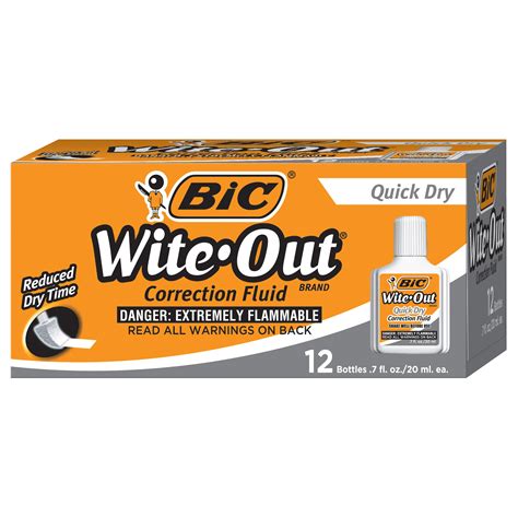 Bic Wite Out Brand Extra Coverage Correction Fluid 20 Ml White 12