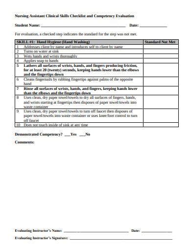 Nursing Skills Competency Checklist Template Images And Photos Finder