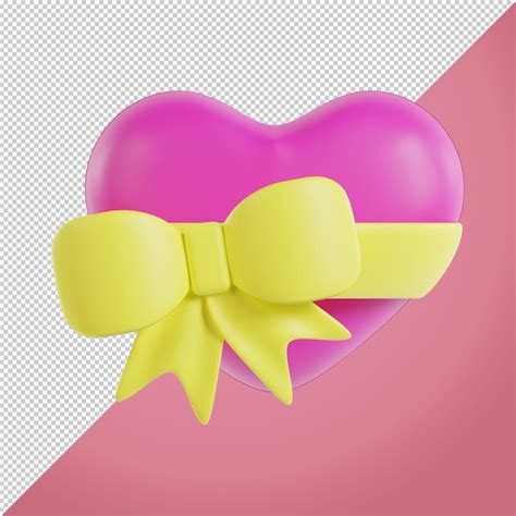 Premium Psd Heart With Ribbon Emoji 3d Render Illustration