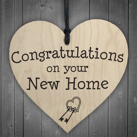 Congratulations On Your New Home Wooden Hanging Heart Plaque