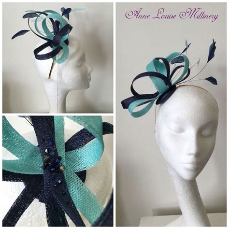 Blue And Navy Sinamay Fascinator Anne Louise Millinery Essex