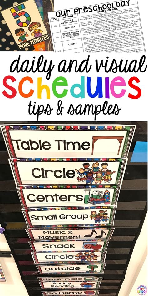 A daily schedule is displayed sequentially either in a pocket chart with a clothespin, or on a magnet or white board to indicate when transitions will occur. Preschool Daily Schedule and Visual Schedules - Pocket of ...