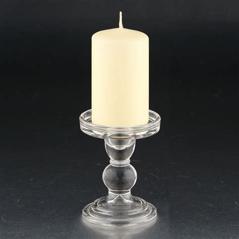 45 Clear Pillar Finish Glass Tabletop Candle Holder