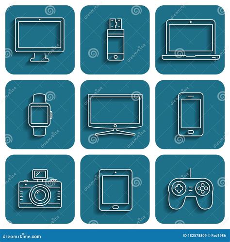 Modern Digital Devices And Electronic Gadgets Icons Stock Vector