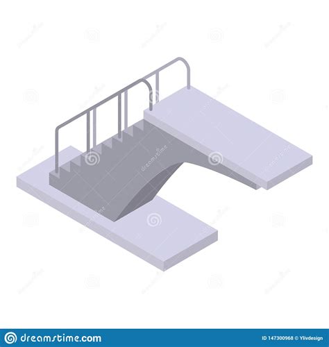 Indoor Diving Board With Stairs Icon Isometric Style Stock Vector