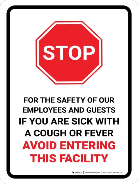 Stop If You Are Sick Avoid Entering With Icon Portrait Wall Sign