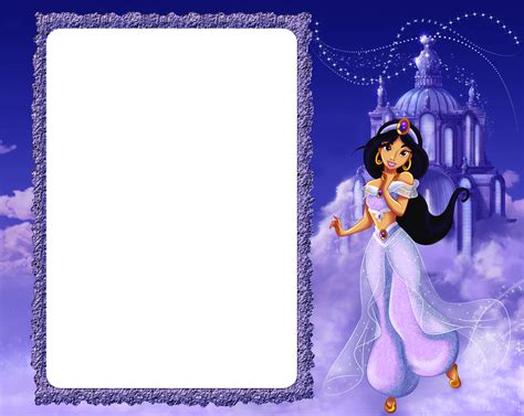 Princess Jasmine in Clouds Kids PNG Frame | Princesa ...