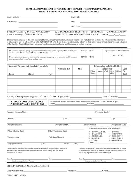 Ga Dma 285 2006 2022 Fill And Sign Printable Template Online Us