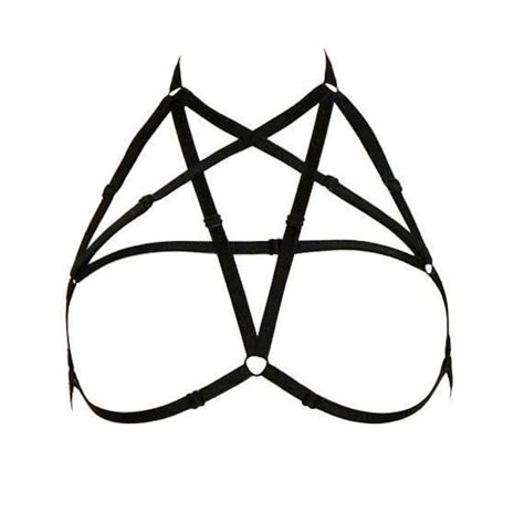 sexy pentagram fetish strappy bondage harness cage bra etsy