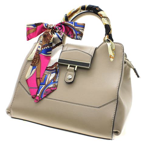 Colorful Women Unique Buckle Scarf Decor Bag Handle Wrap T Handbag