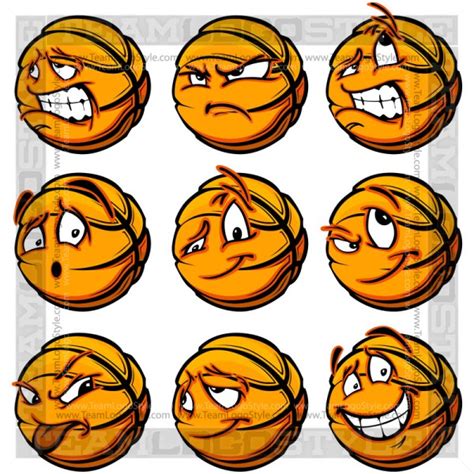 Happy Basketball Vector Clipart Balls With Faces