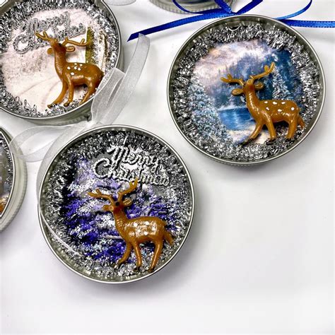 Handmade Reindeer Ornament Upcycled Mason Jar Lid Christmas Etsy