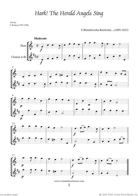 Flute And Clarinet Christmas Duet Sheet Music Carols Collection 2