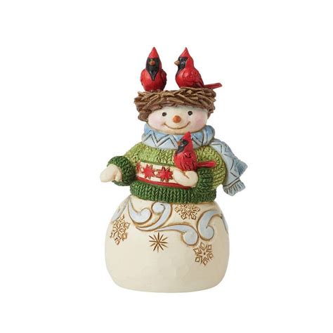 Jim Shore Heartwood Creek Snowman With Nest Hat Miniature Figurine