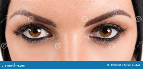 Close Up Face Of Pretty Girl With Beautiful Big Brown Eyes Big Stock