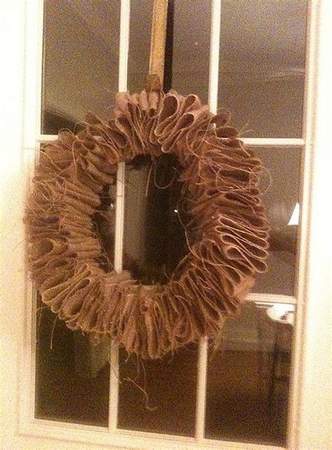 Next you will cover the wreath with burlap ribbon by zigzagging your way down the wreath skipping every other chenille stem, twisting each stem twice to. Burlap Wreath. I made this using a wire coat hanger. | DIY Projects | Pinterest | Wire, Coats ...