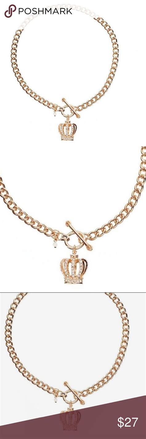 Juicy Couture Rhinestone Crown Toggle Necklace Very Pretty Authentic