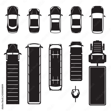Vecteur Stock Collection Of Car Icons Silhouette Top Of View Vector
