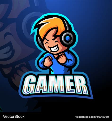 Gamer Boy Mascot Esport Logo Design Royalty Free Vector