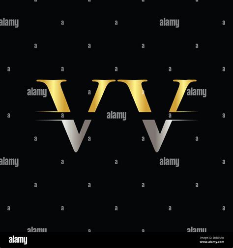 Creative Letter Vv Logo Vector Template With Gold And Silver Color Vv