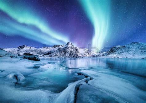 Aurora Borealis Lofoten Islands Stock Image Colourbox