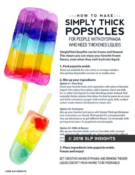 Handout How To Make Thickened Liquid Popsicles Slp Insights