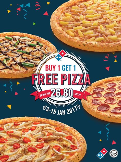Otherwise, feel free to contact domino's pizza with the number that is shown earlier. Domino's Pizza Buy 1 Free 1 Deal 3 - 15 January 2017