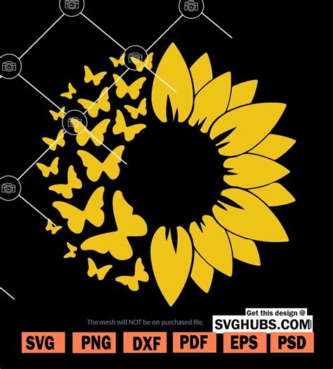 Sunflower butterfly svg, Sunflower svg, sunflower butterfly svg for
