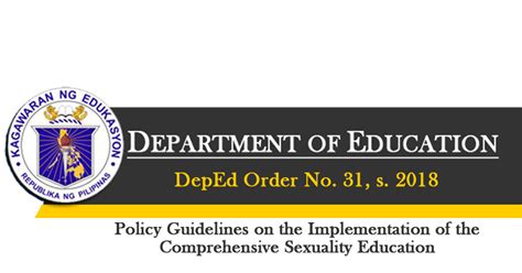 Policy Guidelines On The Implementation Of The Comprehensive Sexuality Education Deped Order