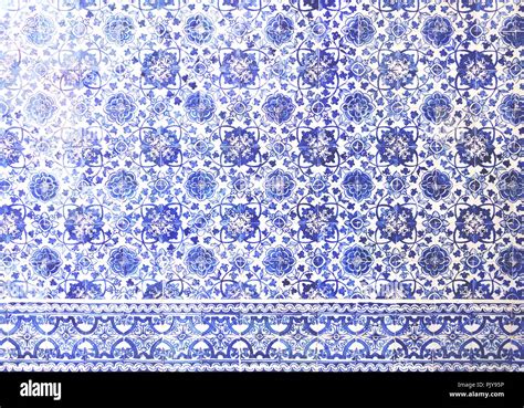 Mosaic Tiles Portugal Azulejo Classic And Traditional Blue Patterned